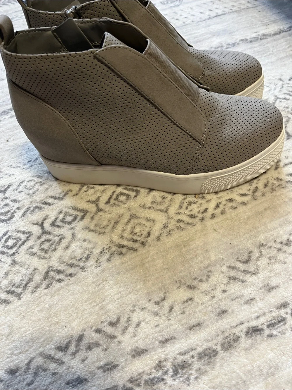 Arizona Jean Company Taupe Knit Wedge Slip-On Sneakers